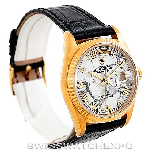 Rolex President Mens 18k Yellow Gold Marble Dial Watch 18238 SwissWatchExpo