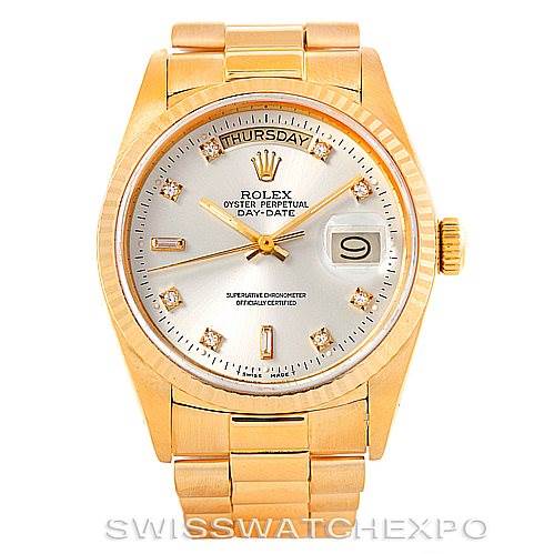 Rolex President Mens 18k Yellow Gold Diamond Watch 18078 | SwissWatchExpo