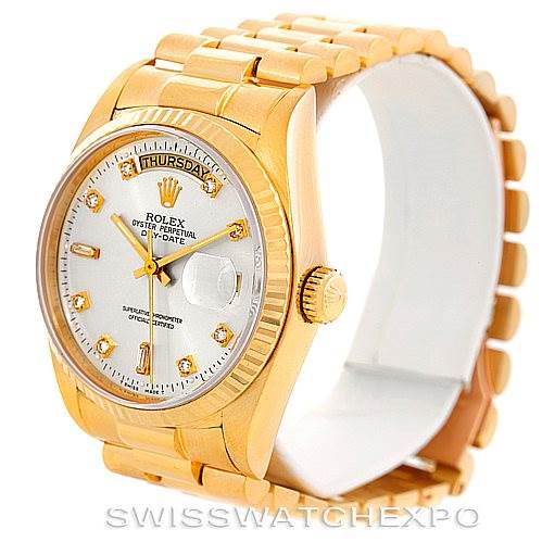 Rolex President Mens 18k Yellow Gold Diamond Watch 18078 SwissWatchExpo