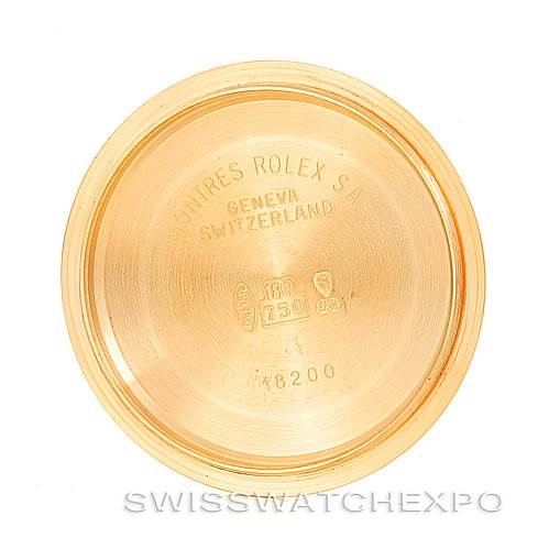 This image shows the underside of the case back for a Rolex President 18238 Men
s Yellow Gold Champagne Dial 18238 Men
s Yellow Gold Champagne Dial model watch.