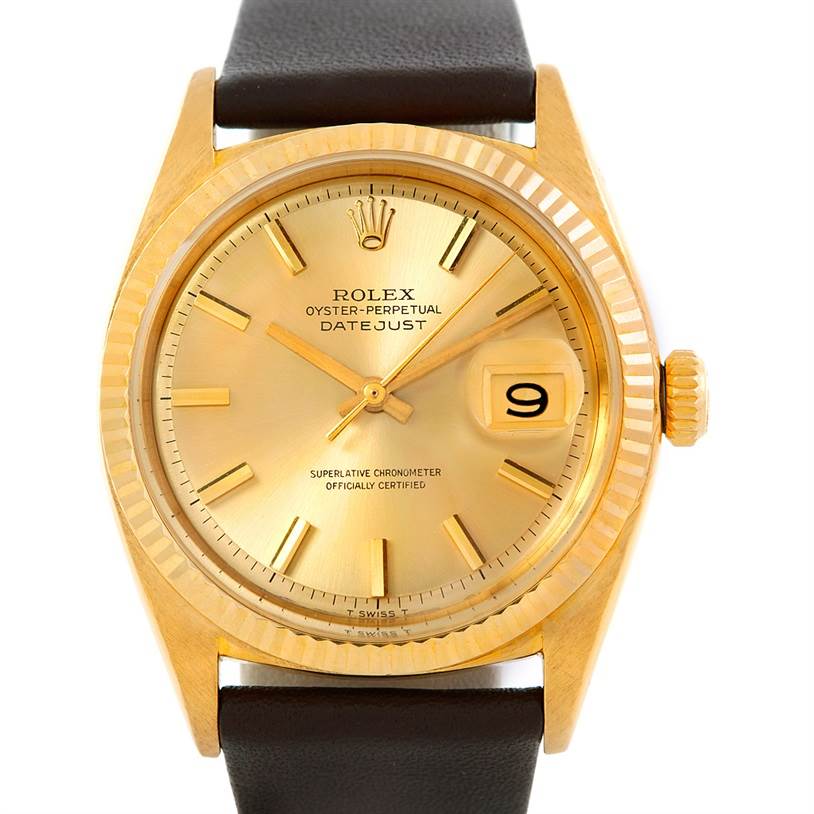 Rolex Datejust Mens 18K Yellow Gold Vintage Watch 1601 | SwissWatchExpo