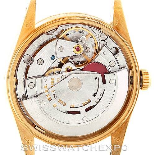 The image shows the internal mechanism of the Rolex President 15037 Men
s Yellow Gold Champagne Dial 15037 Men
s Yellow Gold Champagne Dial model, viewed from the back case.