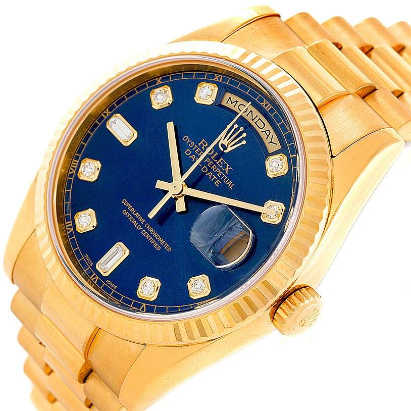 Rolex President Day Date Mens 18k Yellow Gold Diamond Watch 118238 ...