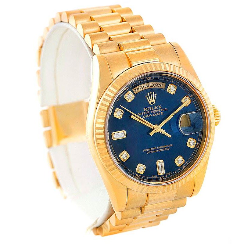 Rolex President Day Date Mens 18k Yellow Gold Diamond Watch 118238 SwissWatchExpo