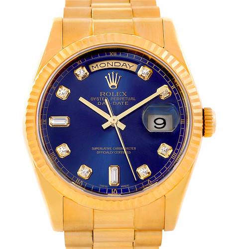 Photo of Rolex President Day Date Mens 18k Yellow Gold Diamond Watch 118238
