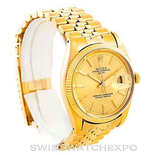 The image shows a Rolex President 1503 Men
s Yellow Gold Champagne Dial 1503 Men
s Yellow Gold Champagne Dial model watch with a yellow gold case and bracelet at a front-side angle.