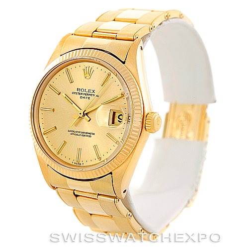 The Rolex President 1503 Men
s Yellow Gold Champagne Dial 1503 Men
s Yellow Gold Champagne Dial model watch is shown at a three-quarter angle, displaying the face, bezel, crown, and bracelet.