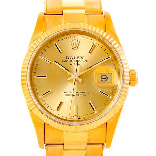 Photo of Rolex Date 18k Yellow Gold Mens Watch 15238