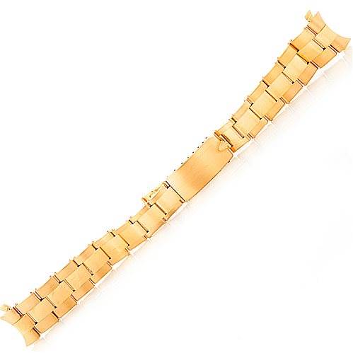 This image shows a gold bracelet band for a Rolex President Men's  Men's  model watch, viewed from above.
