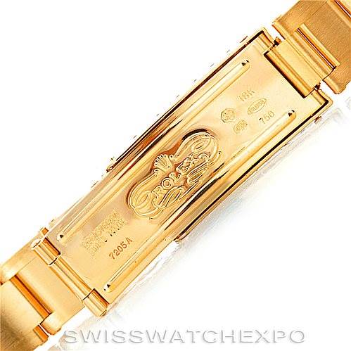 This image shows the clasp and inner bracelet of a Rolex President Men's  Men's  model watch at a close-up angle.