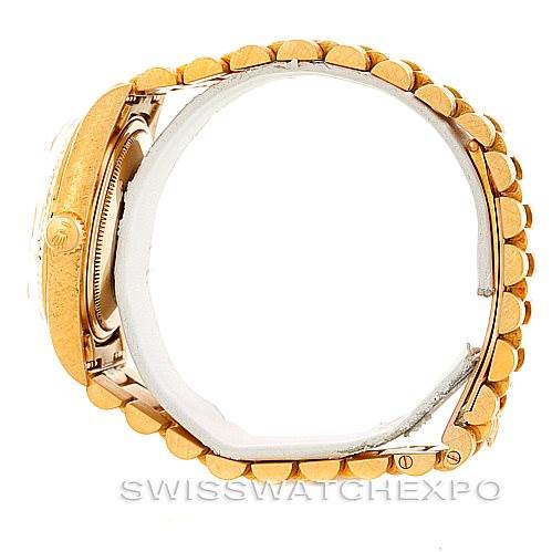 The image shows a side view of the Rolex President 1803 Men
s Yellow Gold Champagne Dial 1803 Men
s Yellow Gold Champagne Dial model, highlighting the band and case.