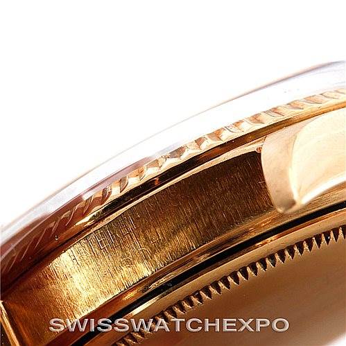 The image shows a close-up of the case and bezel of a Rolex President 1803 Men
s Yellow Gold Silver Dial 1803 Men
s Yellow Gold Silver Dial model watch.