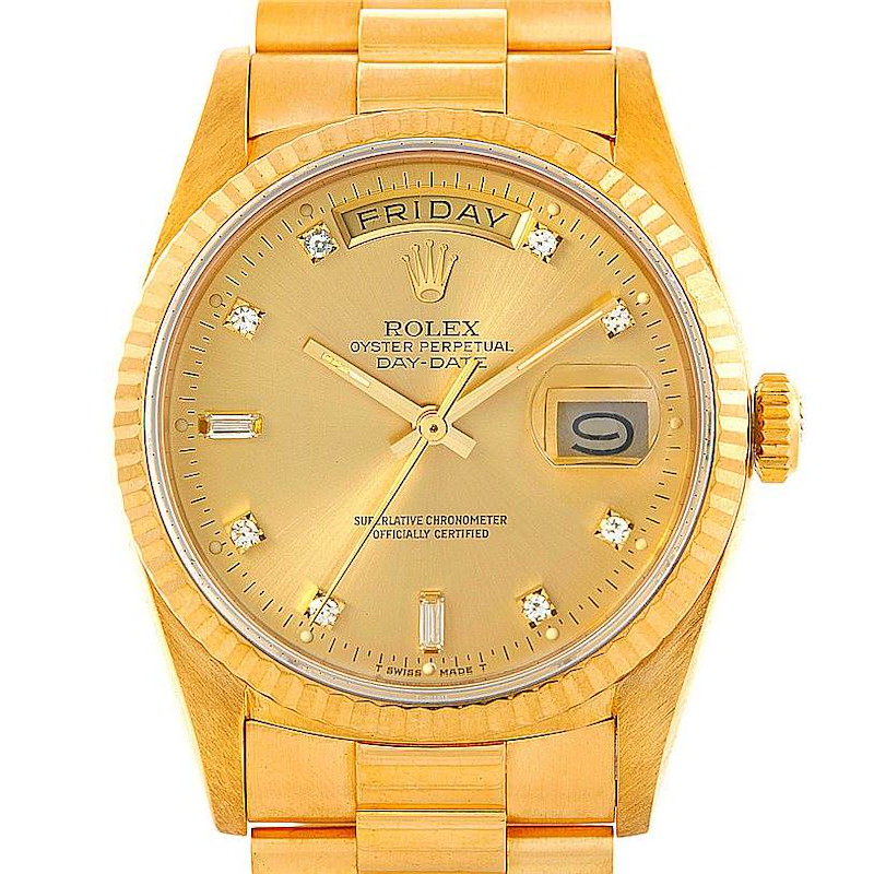 Rolex President Mens 18k Yellow Gold Diamond Watch 18238 | SwissWatchExpo