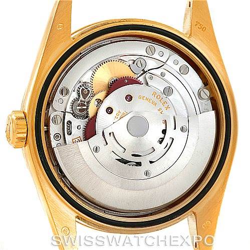 This image shows the internal mechanics of a Rolex President 118238 Men's Yellow Gold Champagne Dial 118238 Men's Yellow Gold Champagne Dial model watch from the back view.