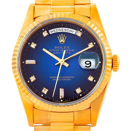 Photo of Rolex President Mens 18k Yellow Gold Vignette Diamond Watch 18238