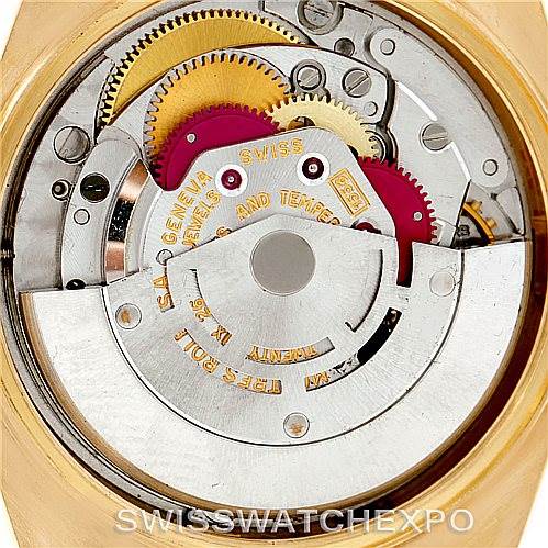 This image shows the internal mechanism of the Rolex President 1803 Men
s Yellow Gold Champagne Dial 1803 Men
s Yellow Gold Champagne Dial model watch viewed from the back.