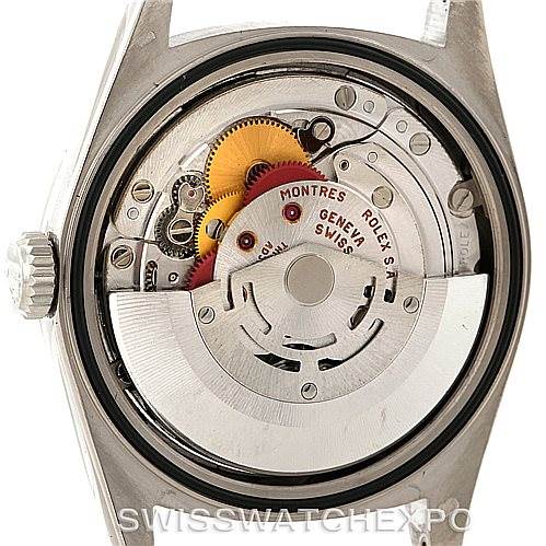 This image shows the back angle of a Rolex President 18239 Men's White Gold White Dial 18239 Men's White Gold White Dial model, focusing on its internal mechanical movement.