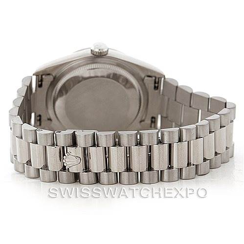 The image shows the back of the Rolex President 18239 Men's White Gold White Dial 18239 Men's White Gold White Dial model watch, highlighting the bracelet and case back from a rear angle.