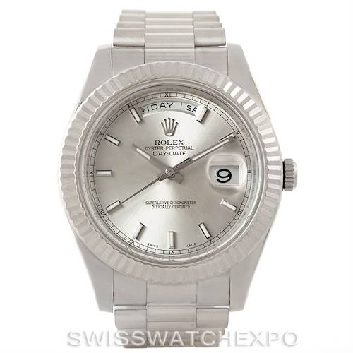 Photo of Rolex President Day-Date II Mens 18k White Gold Watch 218239