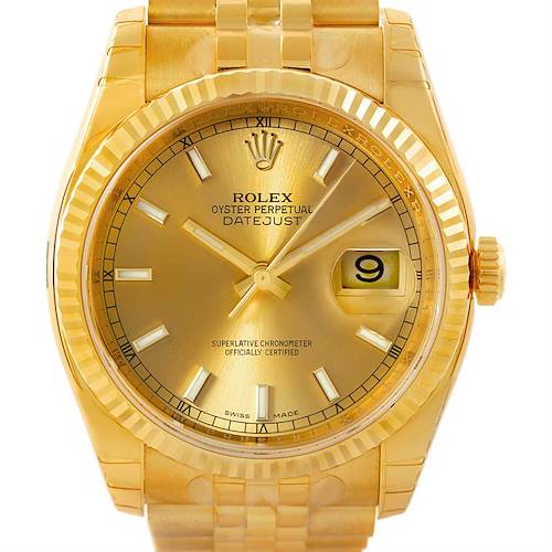 Photo of Rolex Datejust 18k Yellow Gold Mens Watch 116238 Unworn