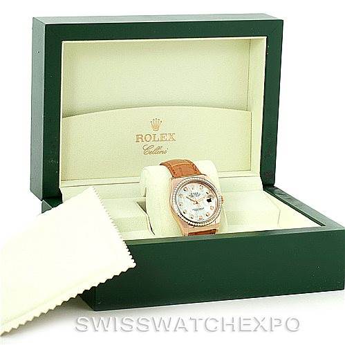 のわページ Rolex 36MM DateJust Rose Gold Diamond Bezel Mother of Pearl