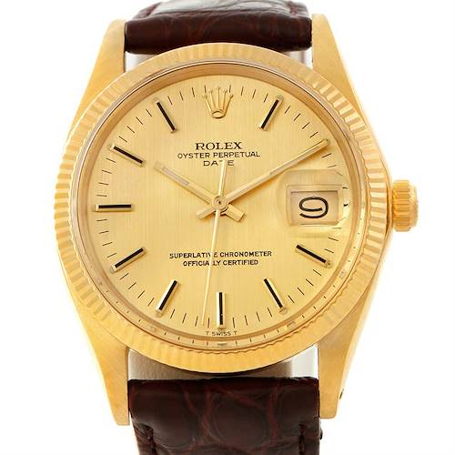 Photo of Rolex Date 14k Yellow Gold Vintage Mens Watch 1503 Year 1970