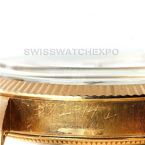 The image shows a close-up of the case and serial number of a Rolex President 1503 Men's Yellow Gold White Dial 1503 Men's Yellow Gold White Dial model watch.