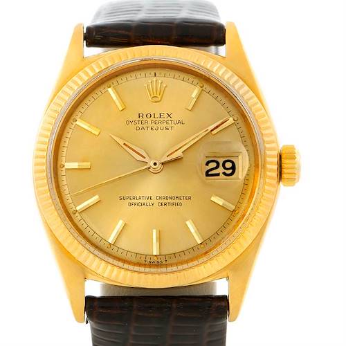 Photo of Rolex Datejust 18K Yellow Gold Alpha Hands Vintage Watch 1601