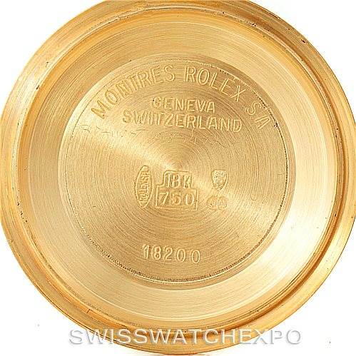 This is the inside case back of a Rolex President 18248 Men's Yellow Gold Blue Dial 18248 Men's Yellow Gold Blue Dial model watch.