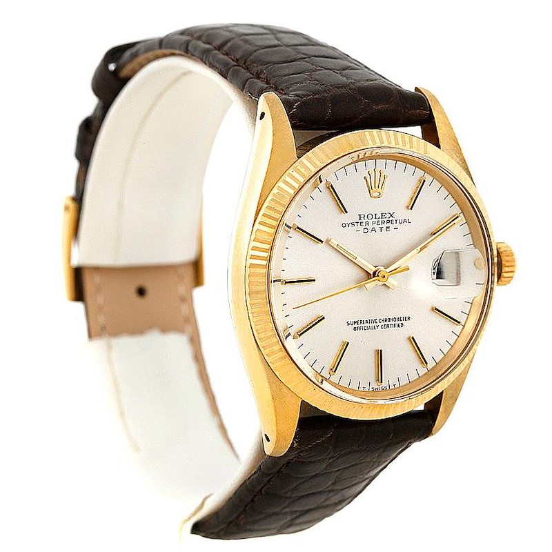Rolex Date 14k Yellow Gold Vintage Mens Watch 1503 Year 1971 SwissWatchExpo