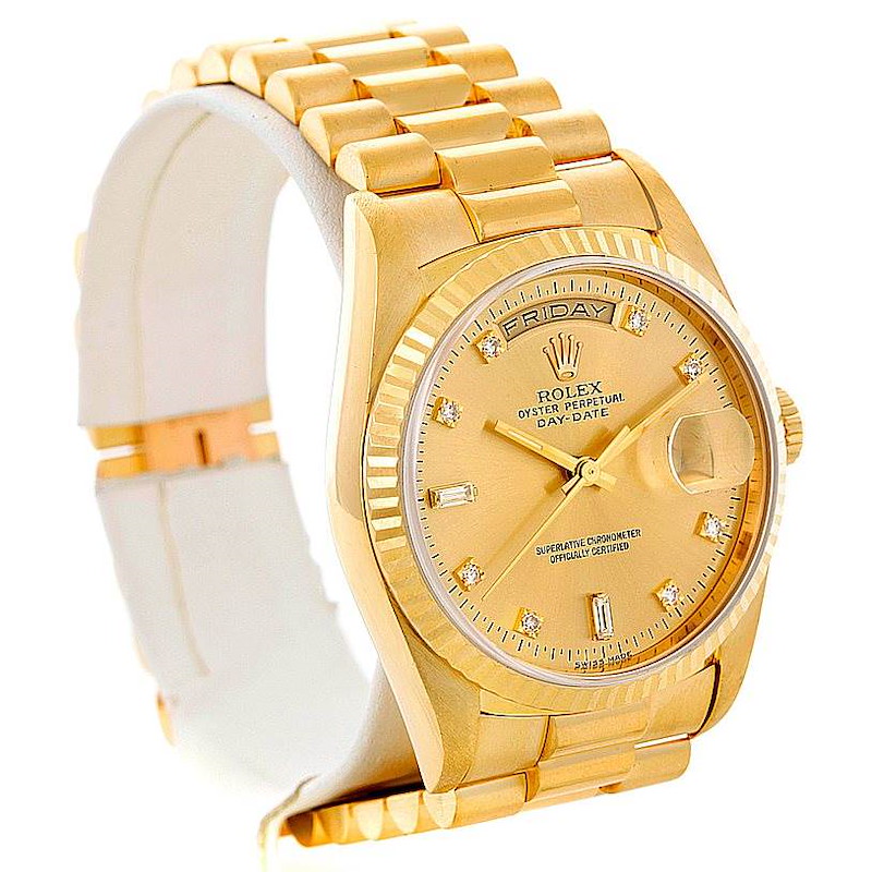 Rolex President Mens 18238 18k Yellow Gold Diamond Watch SwissWatchExpo