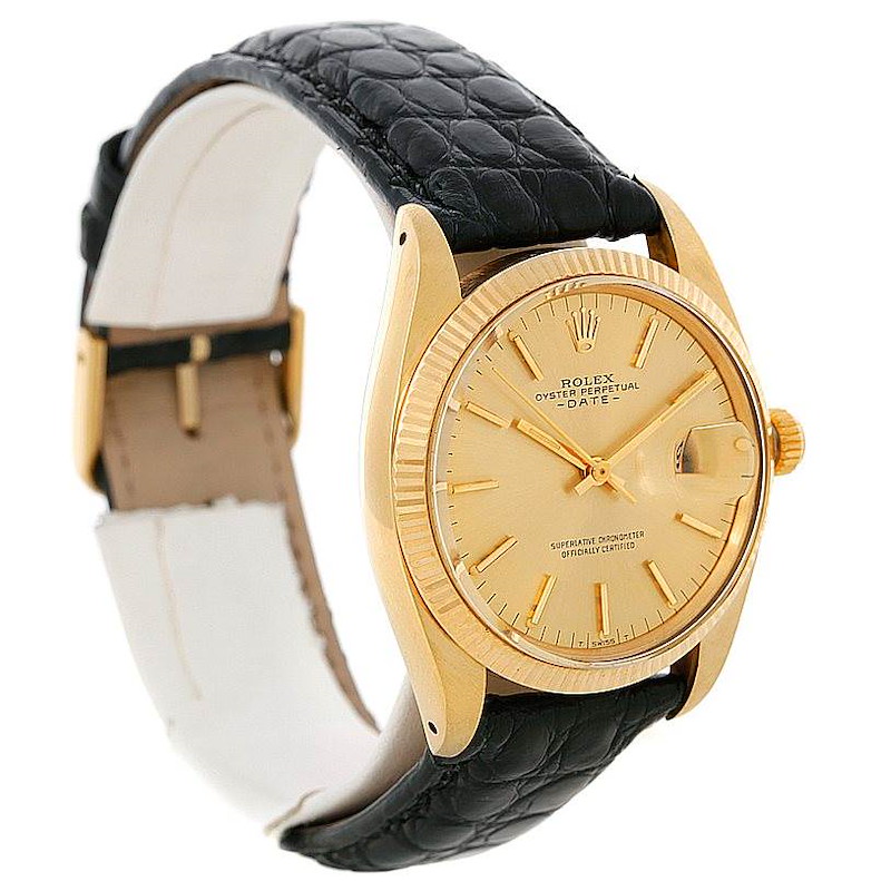 Rolex Date 14k Yellow Gold Vintage Mens Watch 1503 Year 1979 SwissWatchExpo