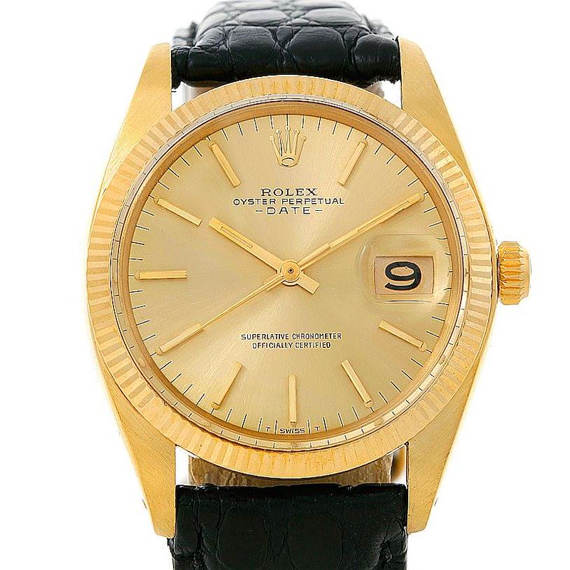 Rolex Date 14k Yellow Gold Vintage Mens Watch 1503 Year 1979 SwissWatchExpo