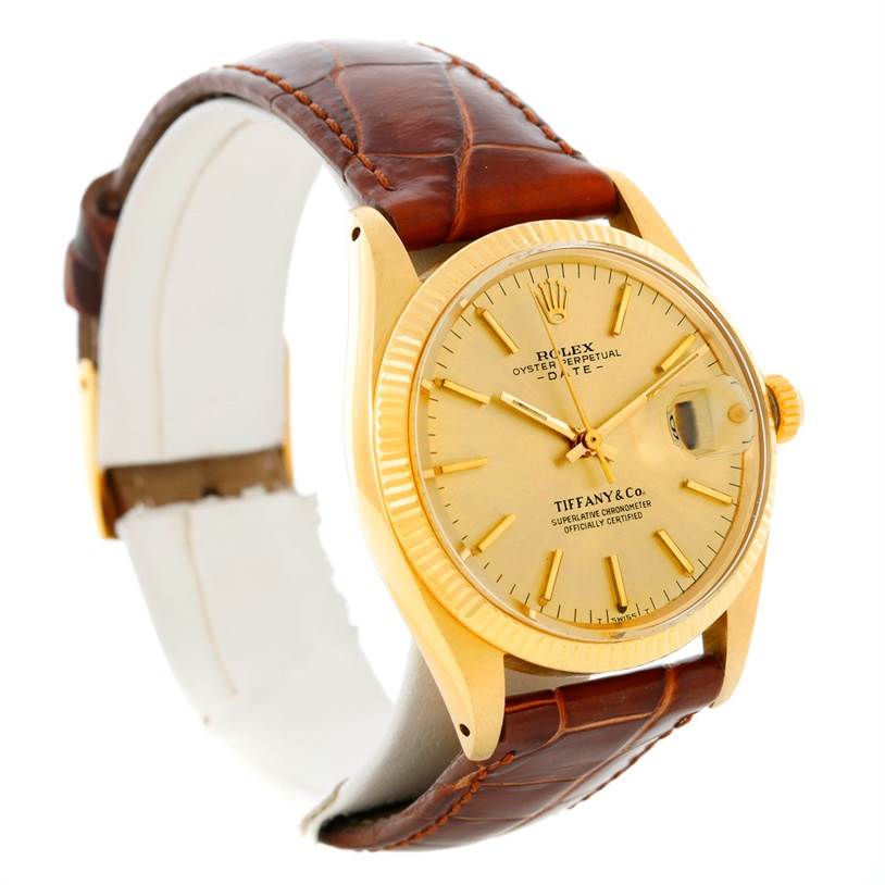 Rolex Date 14k Yellow Gold Tiffany Dial Vintage Mens Watch 1503 ...