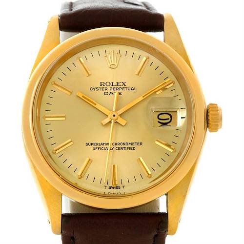 Photo of Rolex Date Mens 14K Yellow Gold Vintage Watch 1500