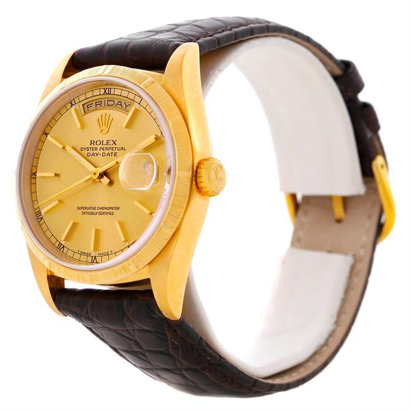 Rolex President Mens 18k Yellow Gold 18248 Bark Finish Watch SwissWatchExpo