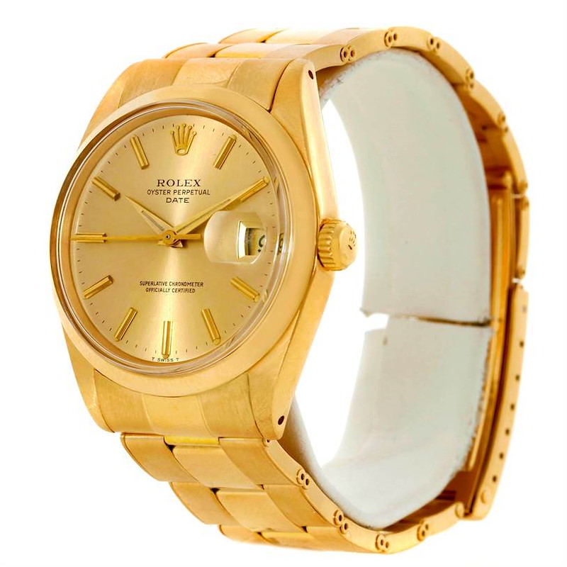 Rolex Date Mens 18K Yellow Gold Vintage Watch 1500 SwissWatchExpo