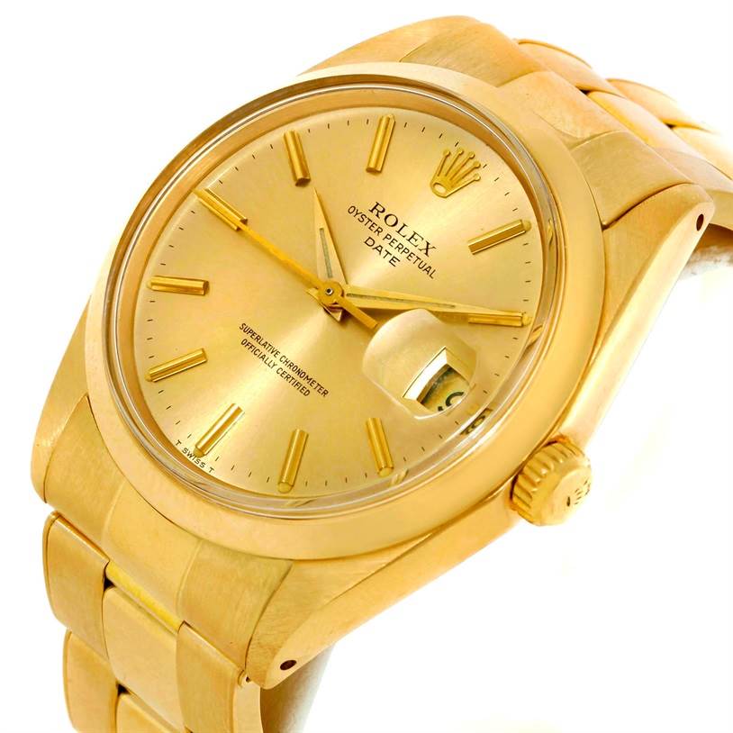 Rolex Date Mens 18K Yellow Gold Vintage Watch 1500 | SwissWatchExpo