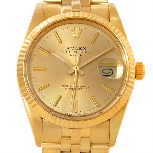 Photo of Rolex Date Vintage Mens 14k Yellow Gold Watch 15037