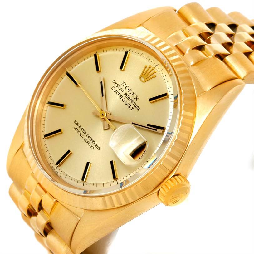 Rolex Datejust Vintage Mens 18K Yellow Gold Watch 1601 | SwissWatchExpo