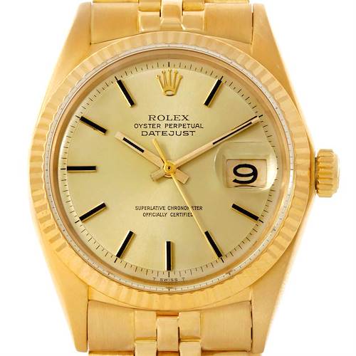 Photo of Rolex Datejust Vintage Mens 18K Yellow Gold Watch 1601
