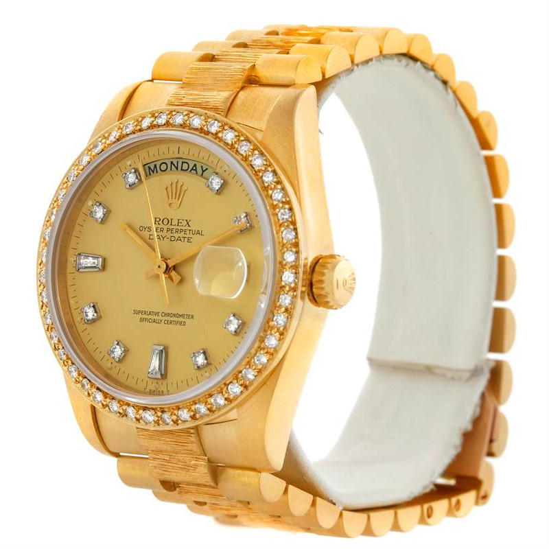 Rolex President Day-Date Mens 18k Yellow Gold Diamond Watch 18038 SwissWatchExpo