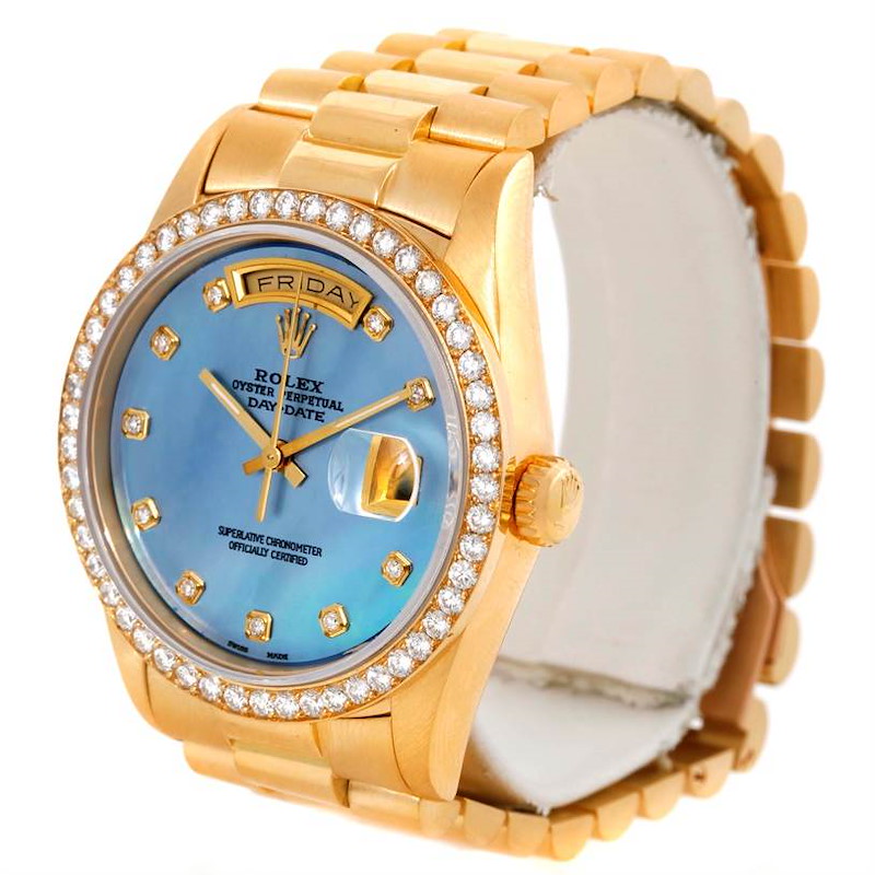 Rolex President Day-Date 18k Yellow Gold Diamond Mens Watch 18238 SwissWatchExpo