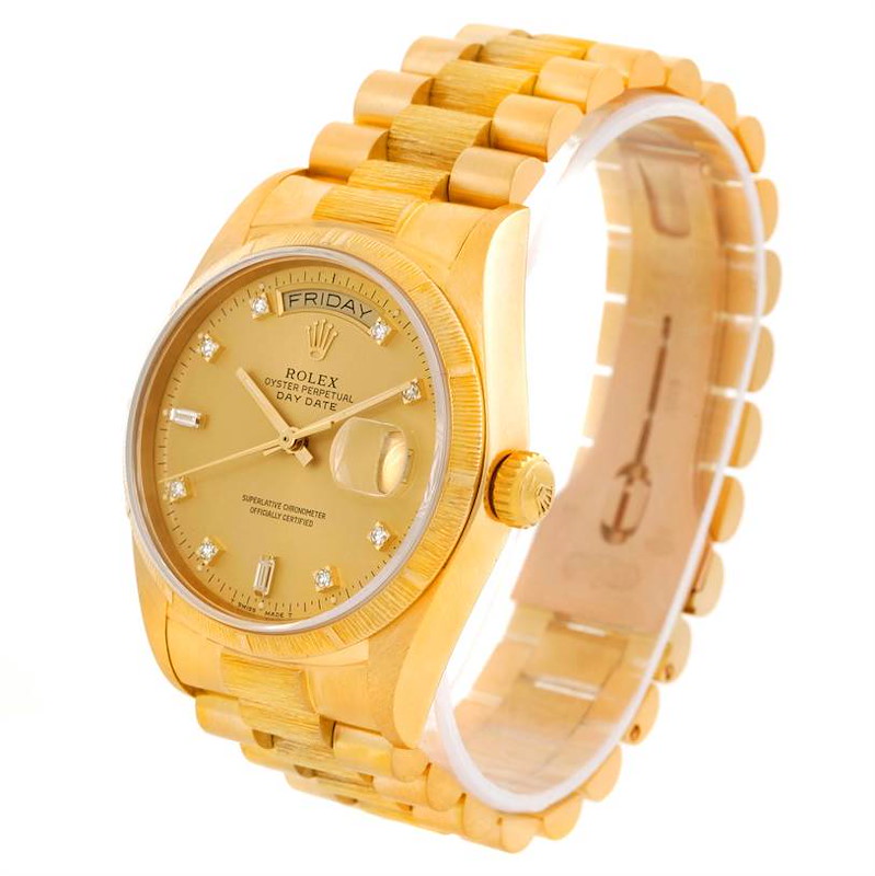 Rolex President Day-Date Mens 18k Yellow Gold Diamond Watch 18078 SwissWatchExpo