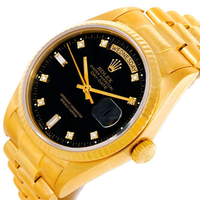 Rolex President Day-Date Mens 18k Yellow Gold Diamond Watch 18038 ...