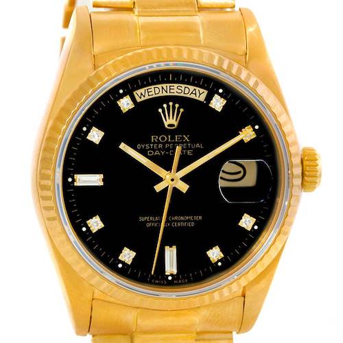 Photo of Rolex President Day-Date Mens 18k Yellow Gold Diamond Watch 18038