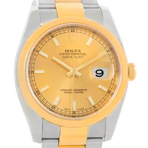 Photo of Rolex Datejust Mens Steel 18K Yellow Gold Oyster Bracelet Watch 116203
