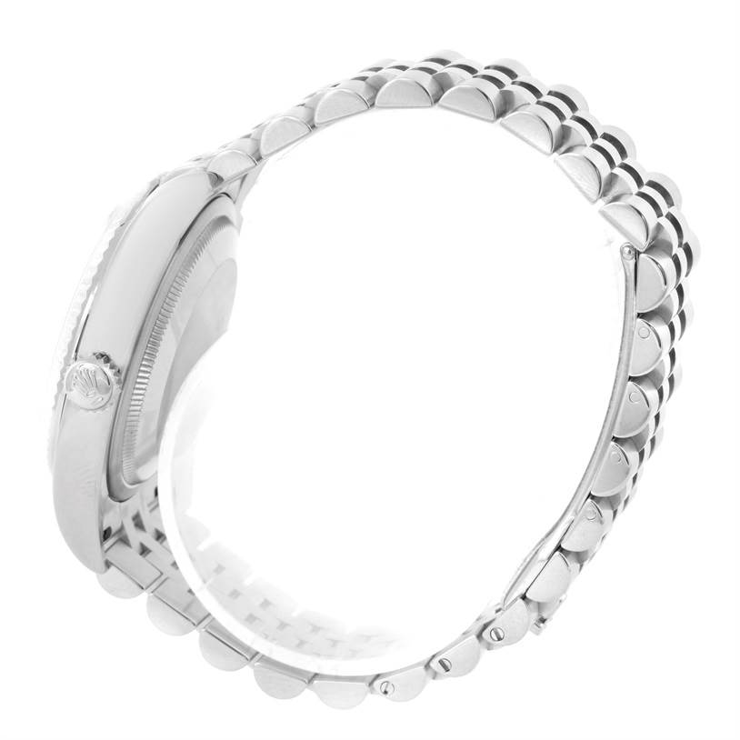 This image shows a side view of the Rolex Datejust 116234 Men's Stainless Steel Silver Dial 116234 Men's Stainless Steel Silver Dial, focusing on its case and bracelet.