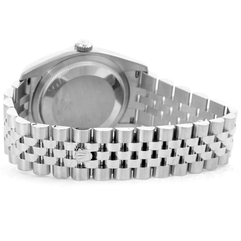 The image shows the back and bracelet of a Rolex Datejust 116234 Men's Stainless Steel Silver Dial 116234 Men's Stainless Steel Silver Dial watch from a rear angle.
