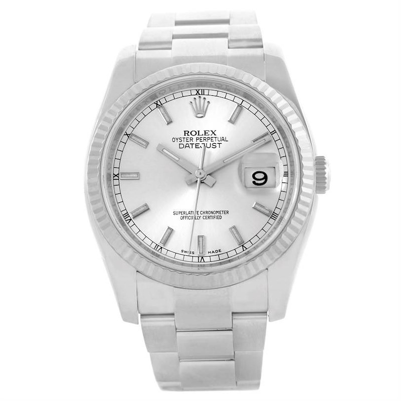 Rolex Datejust Mens Steel 18K White Gold Watch 116234 Year 2009 SwissWatchExpo